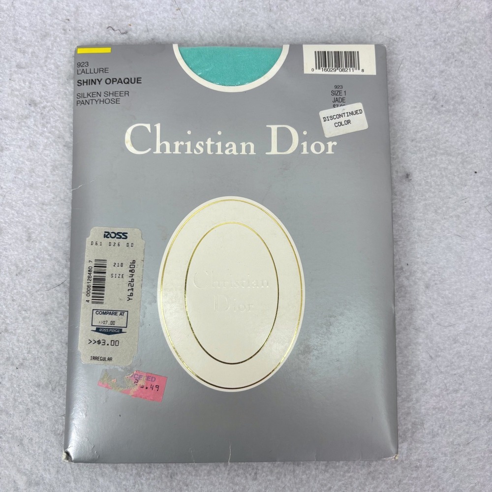 Vintage 90s Christian Dior L'Allure Shiny Opaque Jade Pantyhose Size 1 (Small)